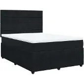 Syfax Giroletto a Molle con Materasso Nero 140x200 cm in Velluto