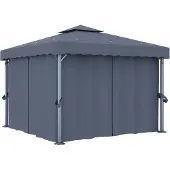 Syfax Gazebo con Tende 3x3 cm Antracite Alluminio