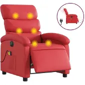 Sonstiges Poltrona Massaggio Elettrica Reclinabile Rosso Pelle finta