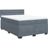 Syfax Giroletto a Molle con Materasso Grigio Scuro 160x200 cm Velluto