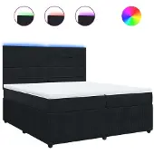 Syfax Giroletto a Molle con Materasso Nero 200x200 cm in Velluto