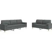 Syfax Set di Divani 2 pz con Cuscini Grigio Scuro in Tessuto