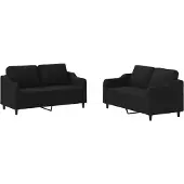 Syfax Set di Divani 2 pz con Cuscini Nero in Tessuto