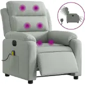 Syfax Poltrona Elettrica Massaggi Reclinabile Grigio Chiaro Velluto