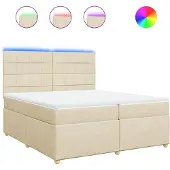 Syfax Giroletto a Molle con Materasso Crema 200x200 cm in Tessuto