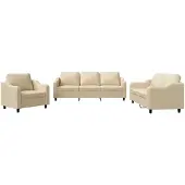 Syfax Set di Divani 3 pz con Cuscini Crema in Tessuto