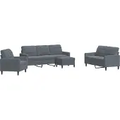 Syfax Set di Divani 4 pz con Cuscini Grigio Scuro in Velluto