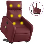 Sonstiges Poltrona Alzapersone Massaggi Reclinabile Rosso Vino Pelle finta