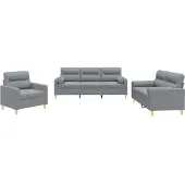 Syfax Set Divani 3 pz con Cuscini Grigio Chiaro in Tessuto