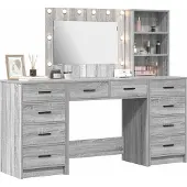 Syfax Tavolo da Trucco 3 pcs Grigio Sonoma Legno multistrato