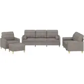 vidaXL Set di divani 4 pezzi con cuscini Tessuto Taupe