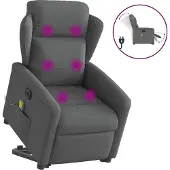 Syfax Poltrona Alzapersona Massaggi Elettrica Grigio Scuro Tessuto