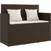 vidaXL Panca da giardino con cuscini in Poly Rattan marrone