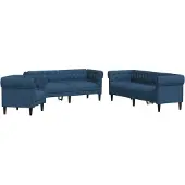 Syfax Set di Divani 3 pz Blu in Tessuto