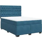 Syfax Giroletto a Molle con Materasso Blu 140x190 cm in Velluto