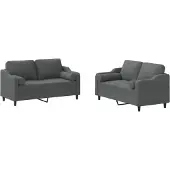 Syfax Set di Divani 2 pz con Cuscini Grigio Scuro in Tessuto