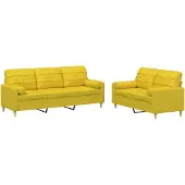 vidaXL Set divano 2 pezzi con cuscini in tessuto giallo chiaro