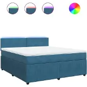 Syfax Giroletto a Molle con Materasso Blu 180x200 cm in Velluto