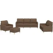 Syfax Set di Divani 4 pz con Cuscini Marrone in Tessuto