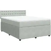 Syfax Giroletto a Molle con Materasso Grigio Chiaro 140x190cm Velluto