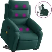Syfax Poltrona Alzapersona Reclinabile Verde Scuro in Velluto