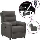 Prolenta Maison Exclusive - Poltrona relax elettrica in tessuto grigio scuro