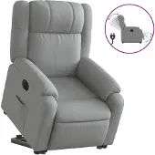 Syfax Poltrona Reclinante Alzapersona Elettrica Grigio Chiaro Tessuto
