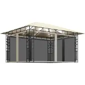 Syfax Gazebo con Zanzariera e Luci LED 4x3x2,73 m Crema