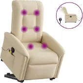 Syfax Poltrona Alzapersona Massaggiante Elettrica Crema in Tessuto