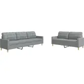Syfax Set di Divani 2 pz Grigio Chiaro in Tessuto