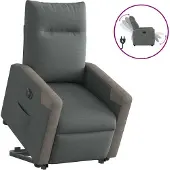 Syfax Poltrona Alzapersona Reclinabile Elettrica Grigio Scuro Tessuto