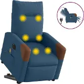 Syfax Poltrona Alzapersona Massaggi Elettrica Reclinabile Blu Tessuto