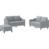 Syfax Set di Divani 3 pz con Cuscini Grigio Chiaro in Tessuto