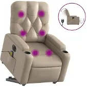 Syfax Poltrona Alzapersona Massaggio Elettrica Cappuccino Pelle finta