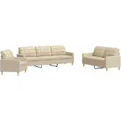 Syfax Set di Divani 3 pz Crema in Tessuto