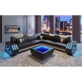 AEA Design Eckcouch Ecksofa Wohnzimmer Möbel Lederpolster Couch Sofa L-Form + Tisch