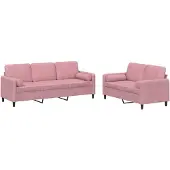 vidaXL Set divano 2 pezzi con cuscini in velluto rosa