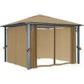 Syfax Gazebo con Tenda 300x300 cm Grigio Talpa in Alluminio