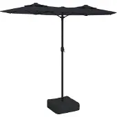 Syfax Ombrellone a Doppia Testa con LED Nero 316x145 cm