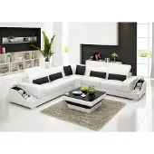 AEA Ledersofa Couch Wohnlandschaft Ecksofa Eck Garnitur Design Modern Sofa G8008B