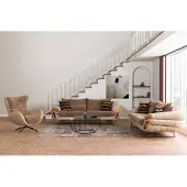 AEA Sofagarnitur 2x 3-Sitzer Sofas Stoff Couchen Polster Garnitur Sofas Sessel Braun
