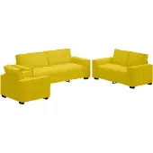 Syfax Set di Divani 3 pz con Cuscini giallo in Velluto