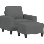 Syfax Poltrona con Poggiapiedi Grigio Scuro 60 cm in Tessuto