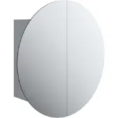 Syfax Armadio da Bagno con Specchio Rotondo e LED Grigio 47x47x17,5cm