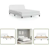 The Living Store Giroletto con testiera bianco 120x200 cm in ecopelle