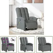 The Living Store Sedia massaggiante elettrica in tessuto grigio scuro