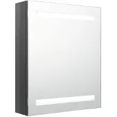 Syfax Armadietto Bagno con Specchio e LED Grigio Lucido 50x14x60 cm
