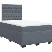 Syfax Giroletto a Molle con Materasso Grigio Scuro 120x200 cm Velluto