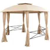 Syfax Gazebo Padiglione da Giardino con Tende Esagonale 360x265 cm