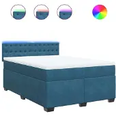 Syfax Giroletto a Molle con Materasso Blu 160x200 cm in Velluto
